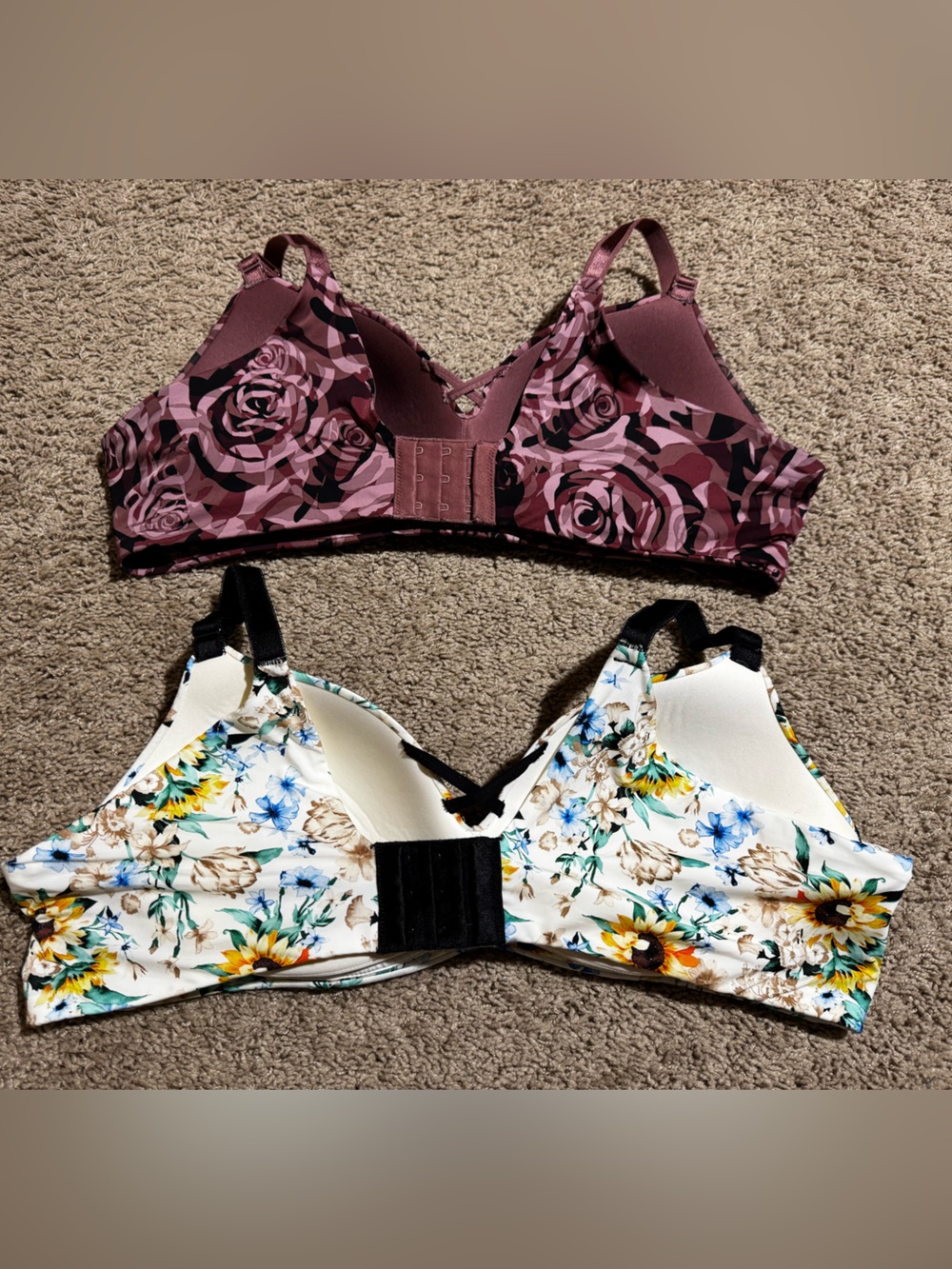torrid Mauve Rose Print & White Sunflower Floral Wireless Bra Set 44B - Picture 2 of 4